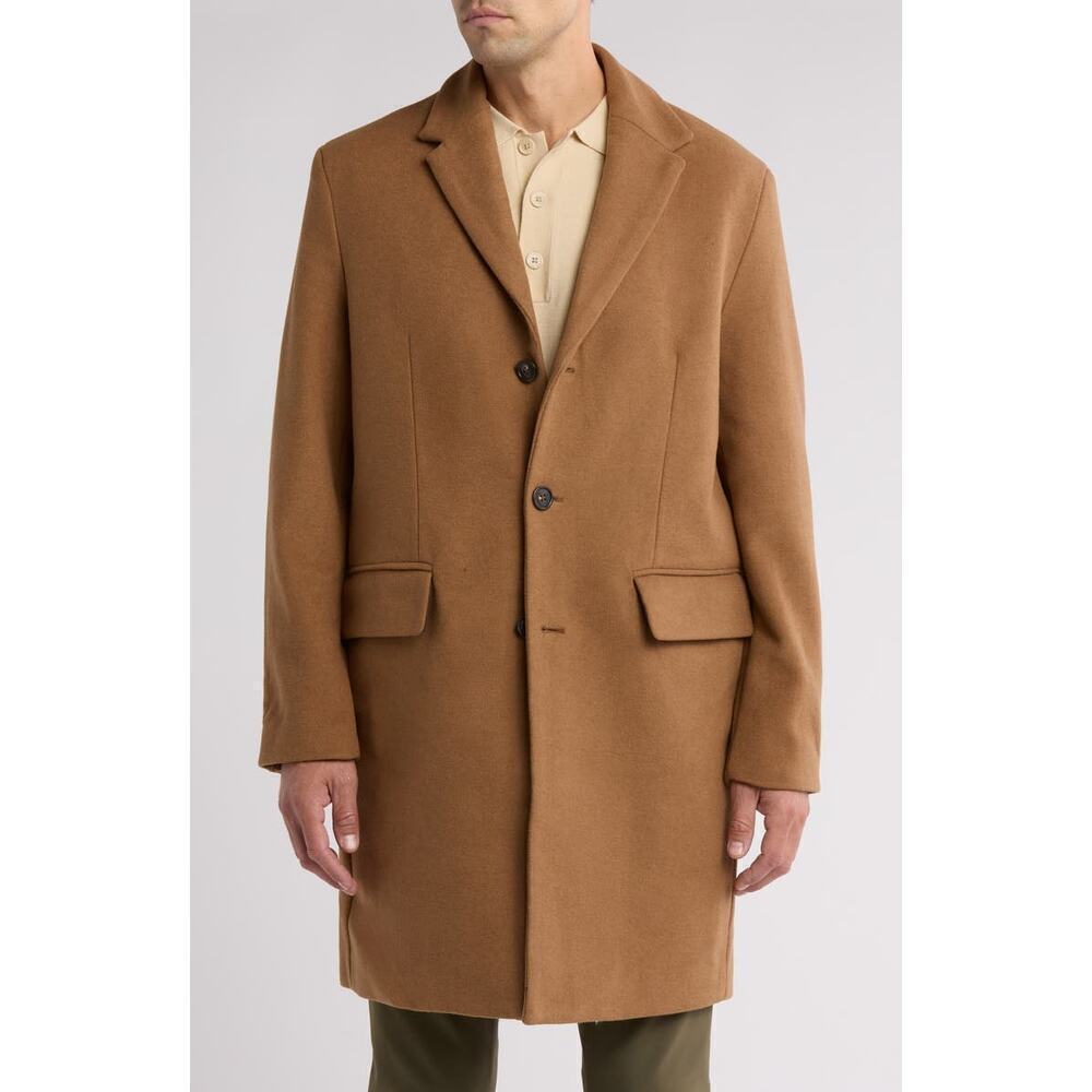 NWT Slate & Stone Men's Brown Camel Wool Blend Topcoat Size Large
